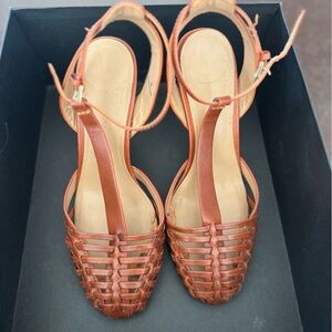 Banana Republic Brown Woven T Strap Heels